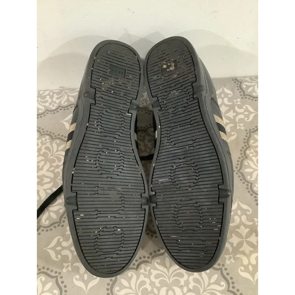 Gucci Black Stripe Leather Lace Up Sneaker  Mens 11